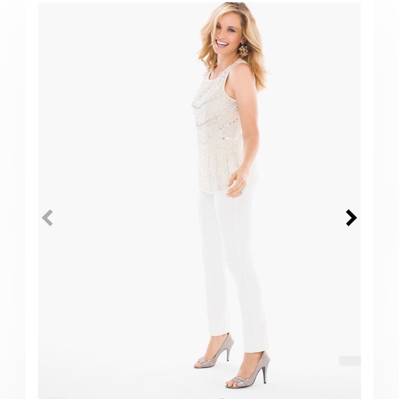 Chico’s Embellished Tank Champagne Color Size 2 /M/12 - Picture 3 of 11